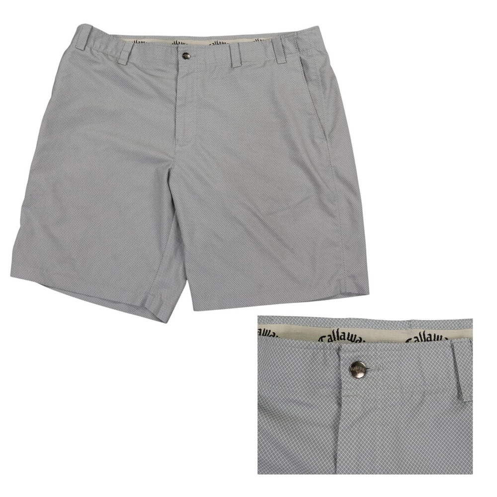 Callaway Shorts Mens 40 Gray Performance Golf‎ Lightweight Wicking Diamond Print